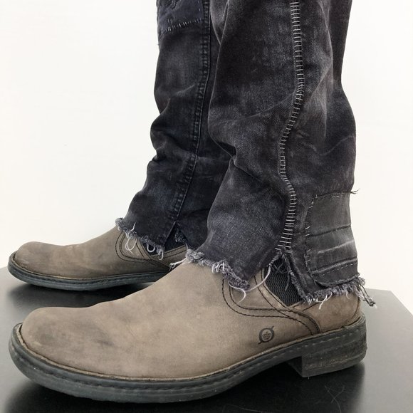 Black Rocker Jeans Acid Wash Metallic Silver Denim - Picture 4 of 16